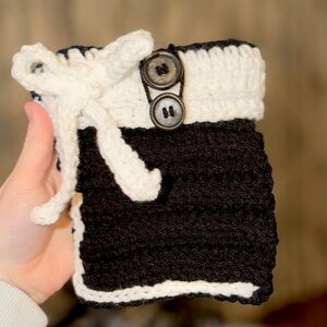Handmade Black and White Crochet Pouch